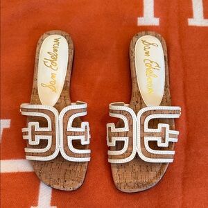 Sam Edelman White and Tan Cork Sandals